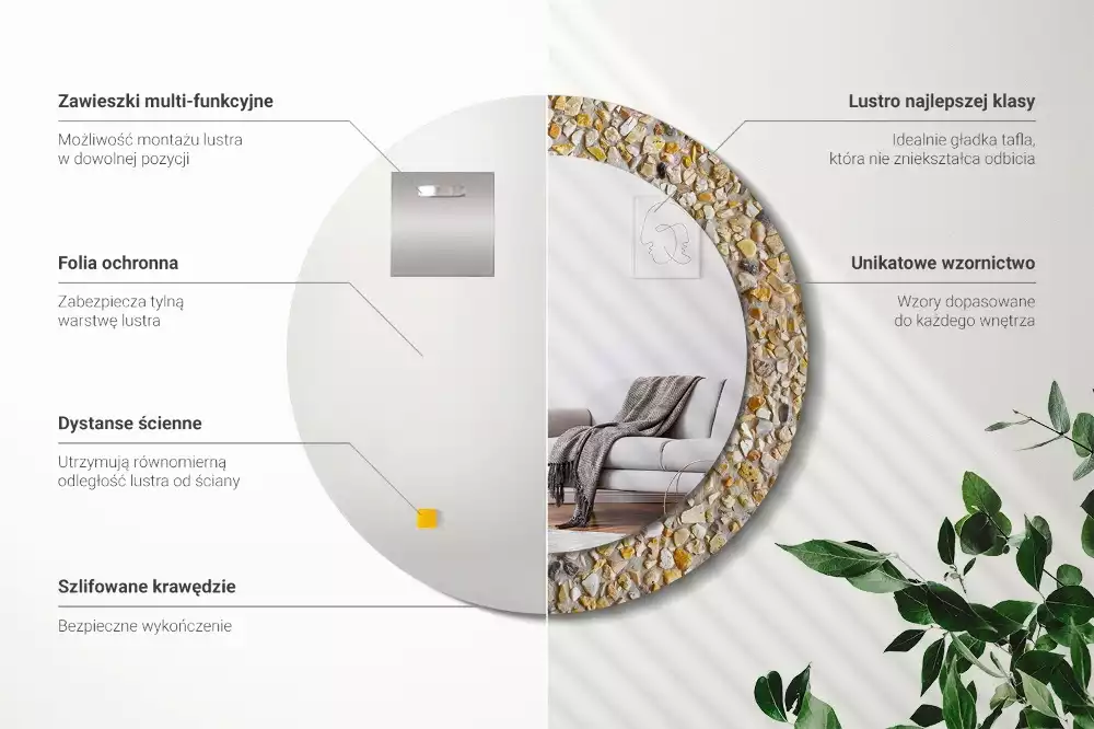 Kulaté dekorativní zrcadlo Terrazzo vzor