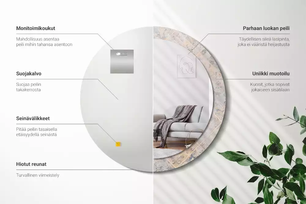 Kulaté dekorativní zrcadlo Odřené dlaždice