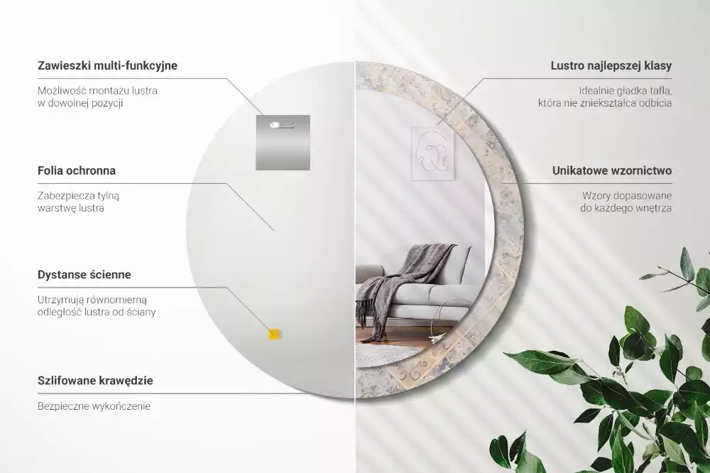 Kulaté dekorativní zrcadlo Odřené dlaždice