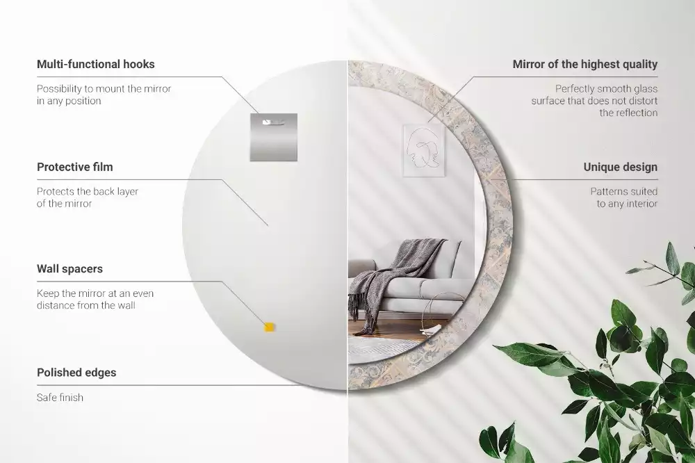 Kulaté dekorativní zrcadlo Odřené dlaždice