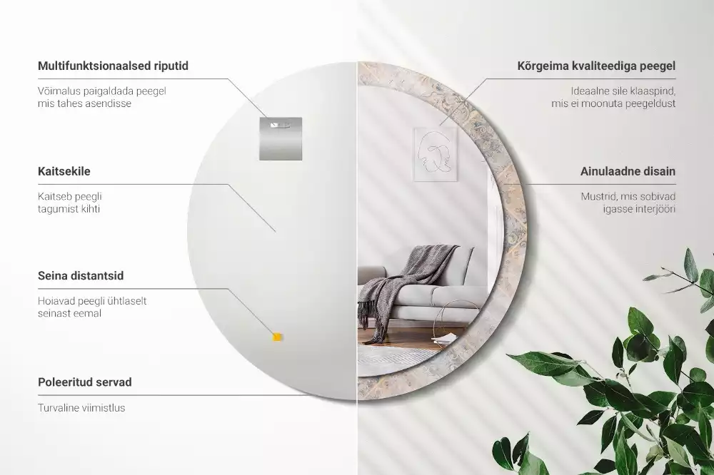 Kulaté dekorativní zrcadlo Odřené dlaždice