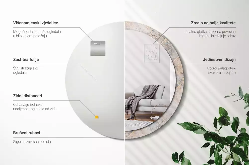 Kulaté dekorativní zrcadlo Odřené dlaždice