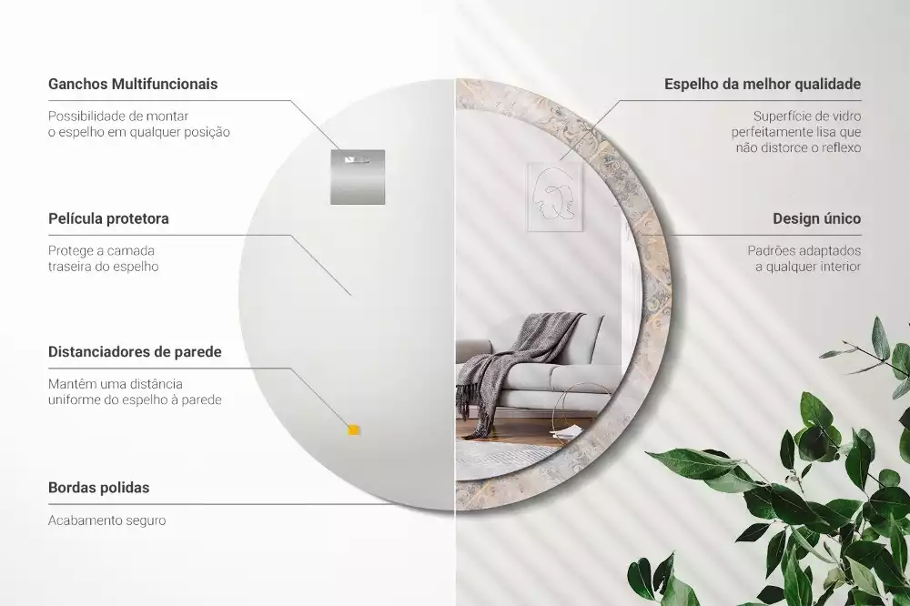 Kulaté dekorativní zrcadlo Odřené dlaždice