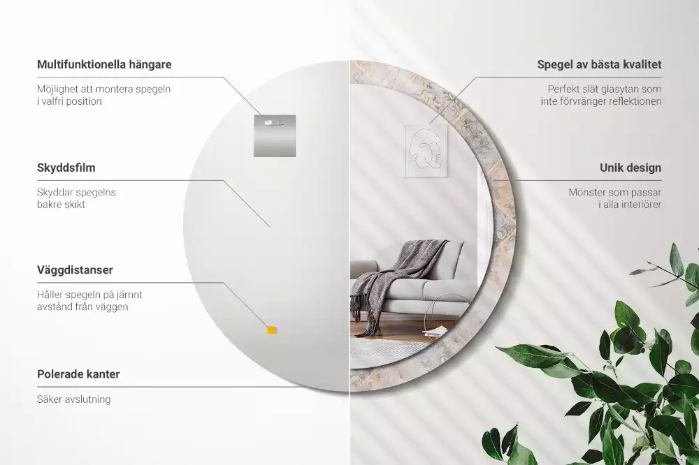 Kulaté dekorativní zrcadlo Odřené dlaždice