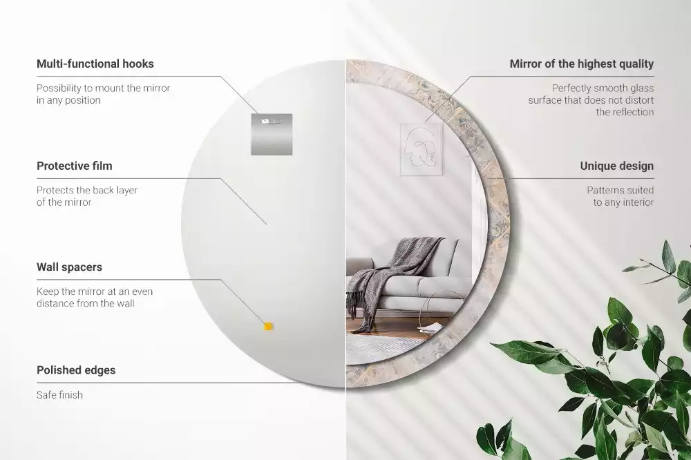 Kulaté dekorativní zrcadlo Odřené dlaždice