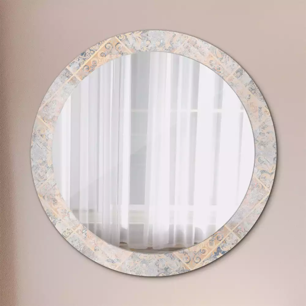 Kulaté dekorativní zrcadlo Odřené dlaždice