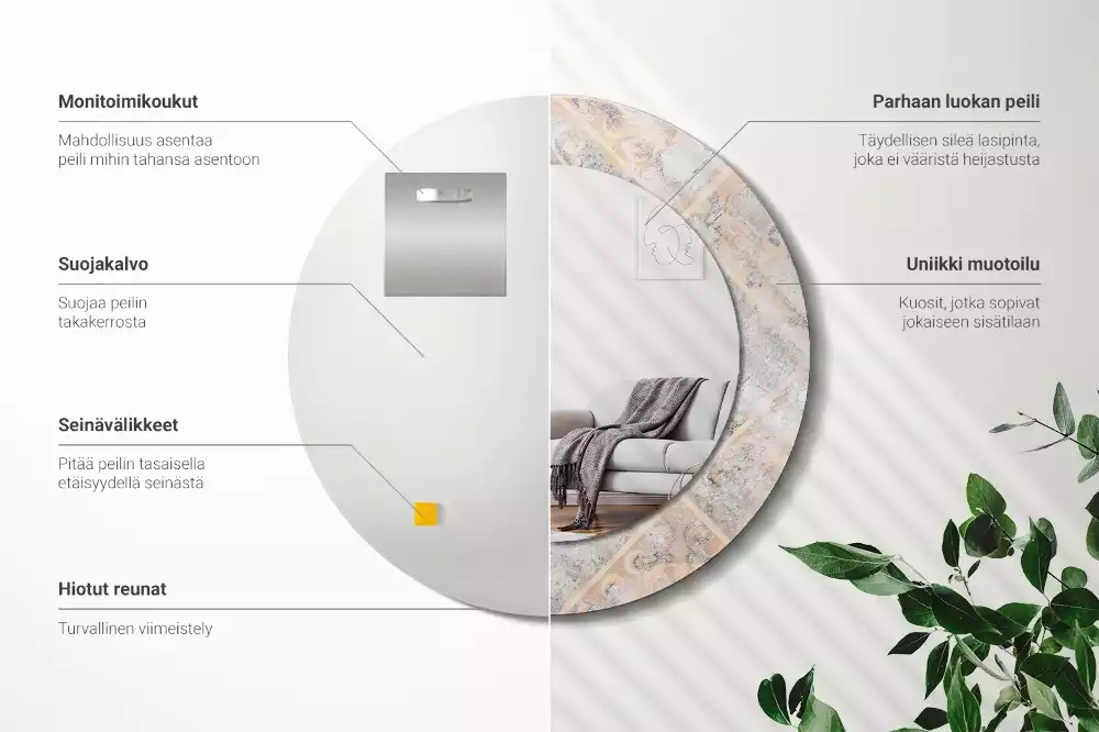 Kulaté dekorativní zrcadlo Odřené dlaždice