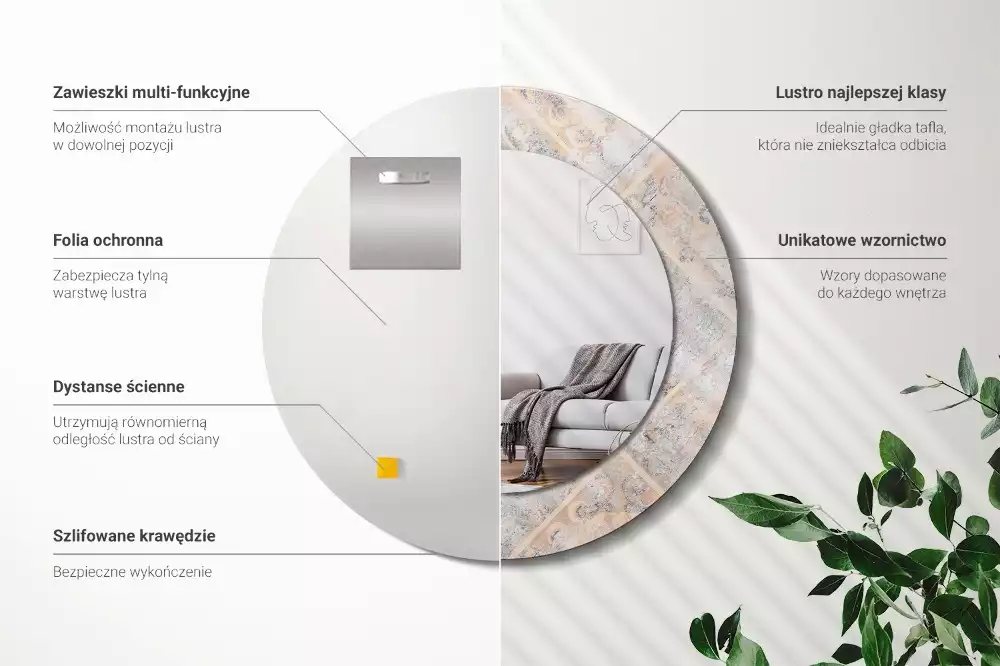 Kulaté dekorativní zrcadlo Odřené dlaždice