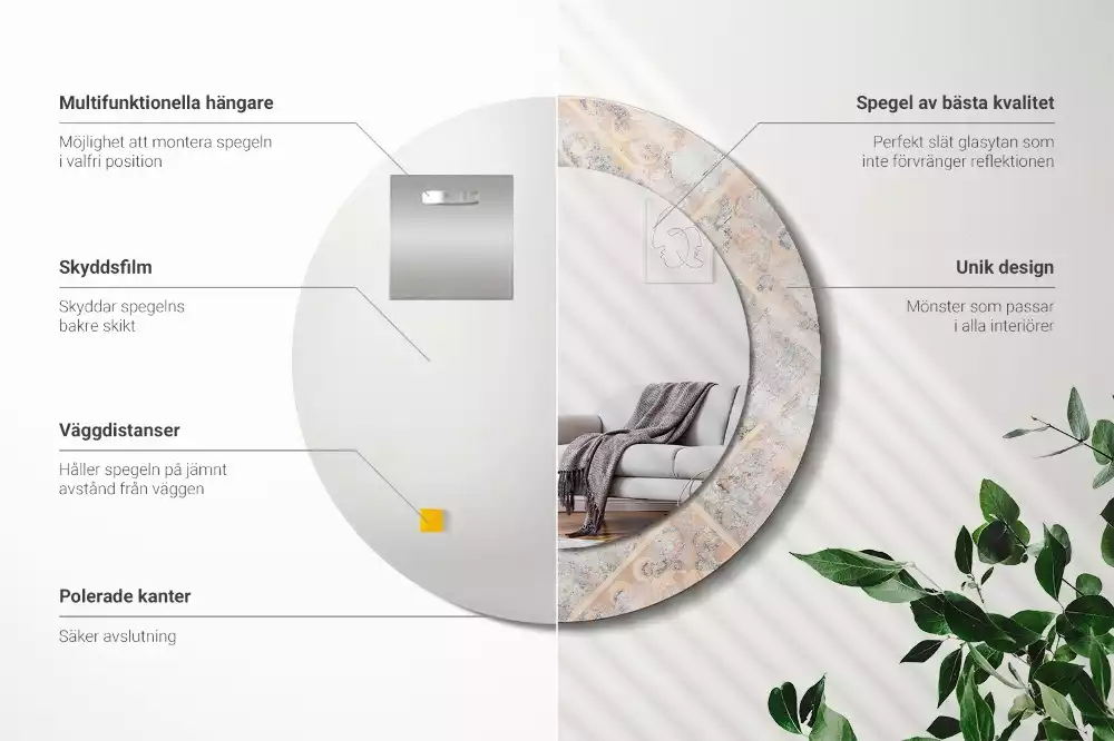 Kulaté dekorativní zrcadlo Odřené dlaždice