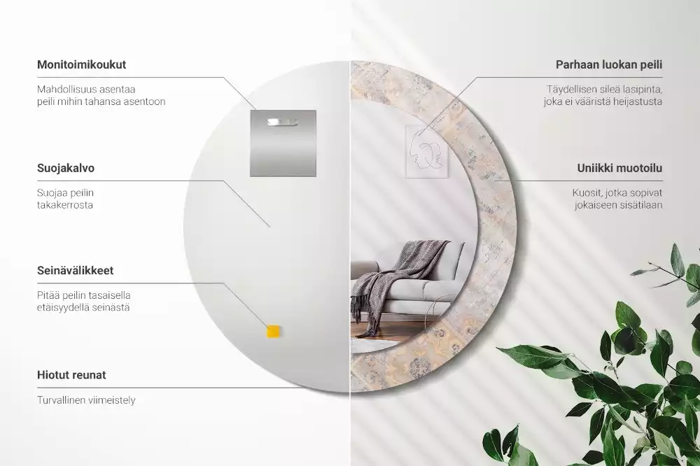 Kulaté dekorativní zrcadlo Odřené dlaždice