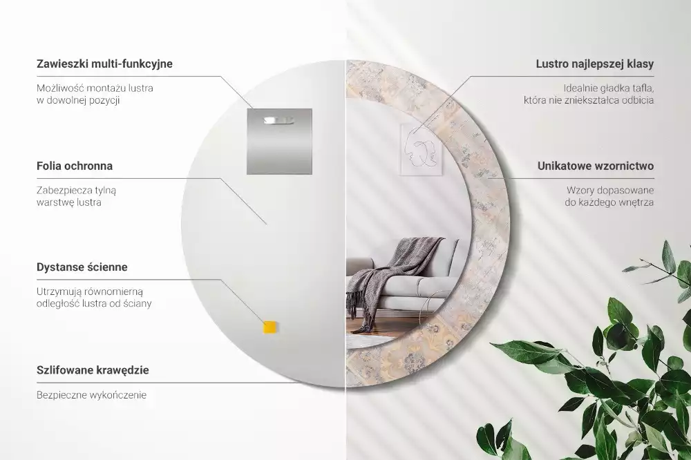 Kulaté dekorativní zrcadlo Odřené dlaždice