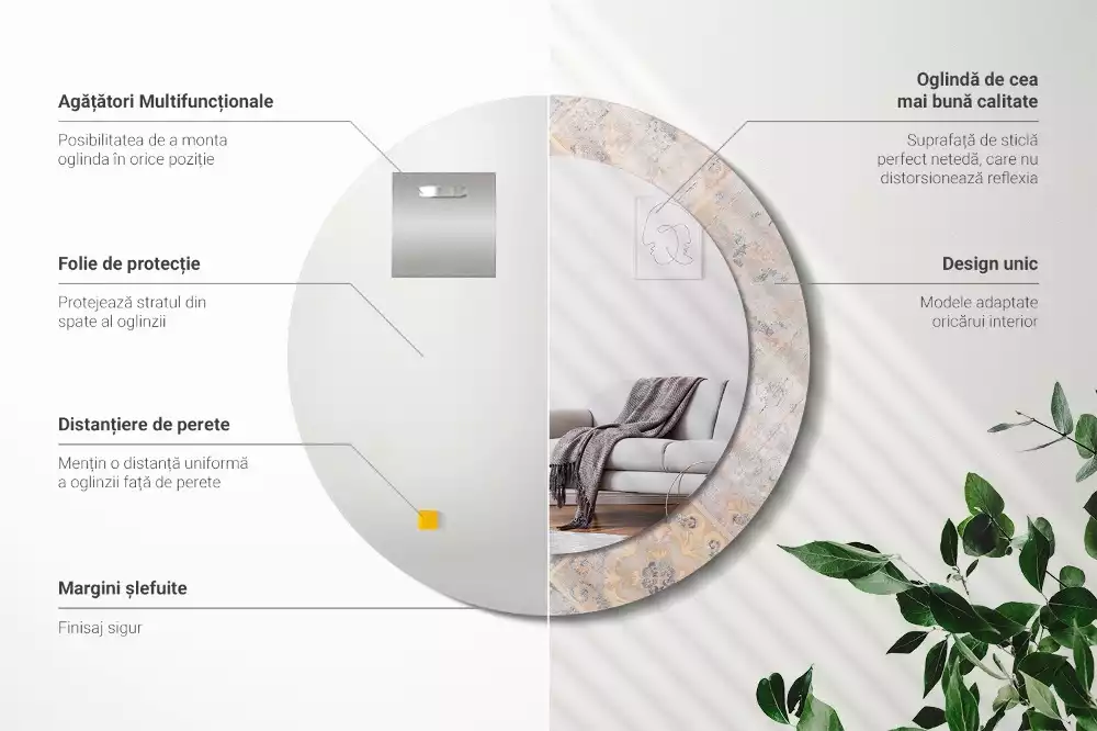 Kulaté dekorativní zrcadlo Odřené dlaždice