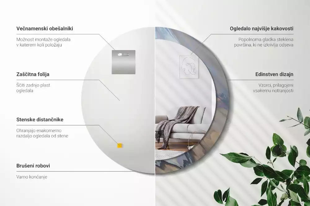 Kulaté dekorativní zrcadlo Abstraktní vlny