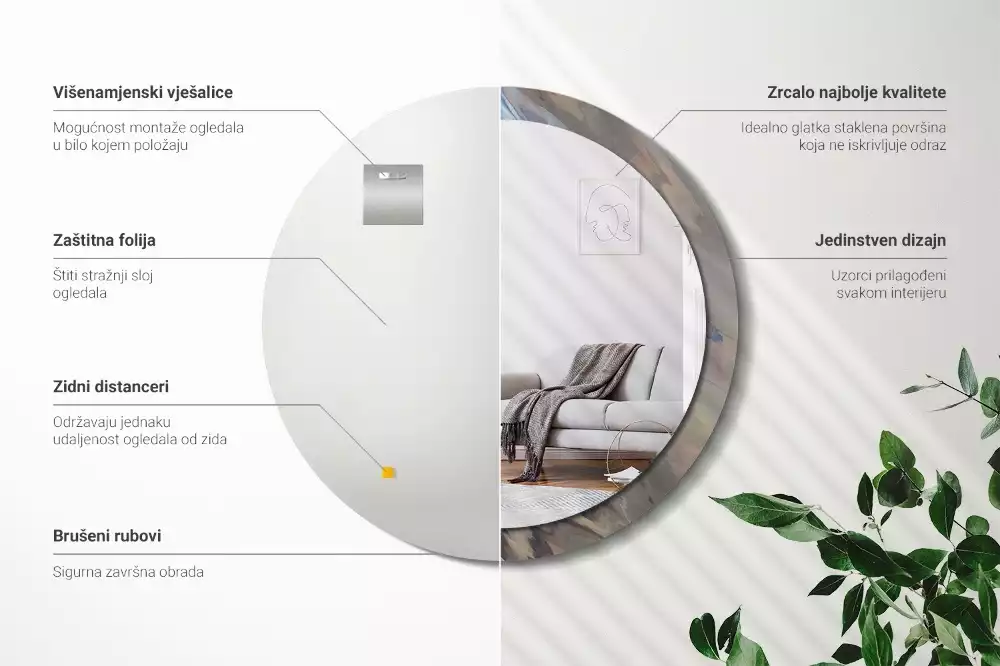 Kulaté dekorativní zrcadlo Abstraktní vlny