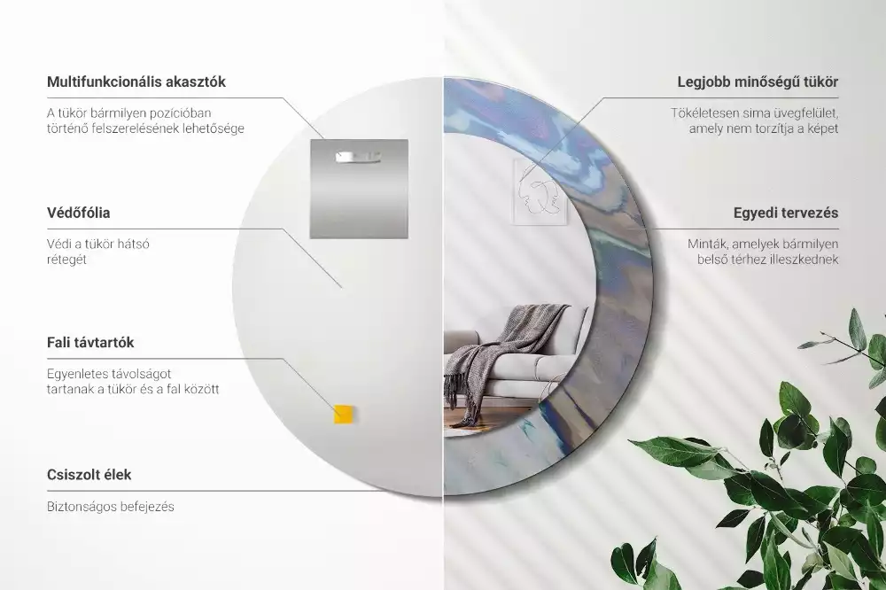 Kulaté dekorativní zrcadlo Abstraktní vlny