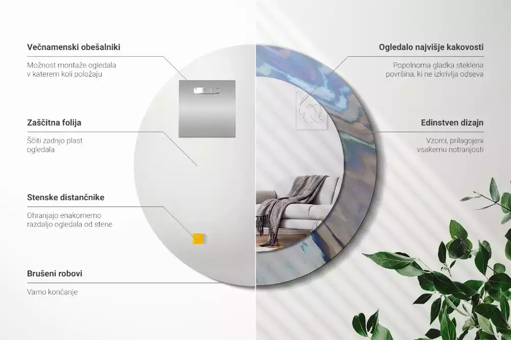 Kulaté dekorativní zrcadlo Abstraktní vlny