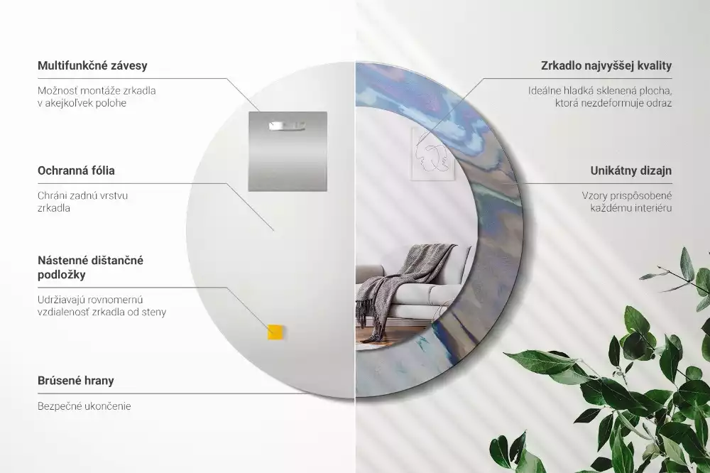 Kulaté dekorativní zrcadlo Abstraktní vlny