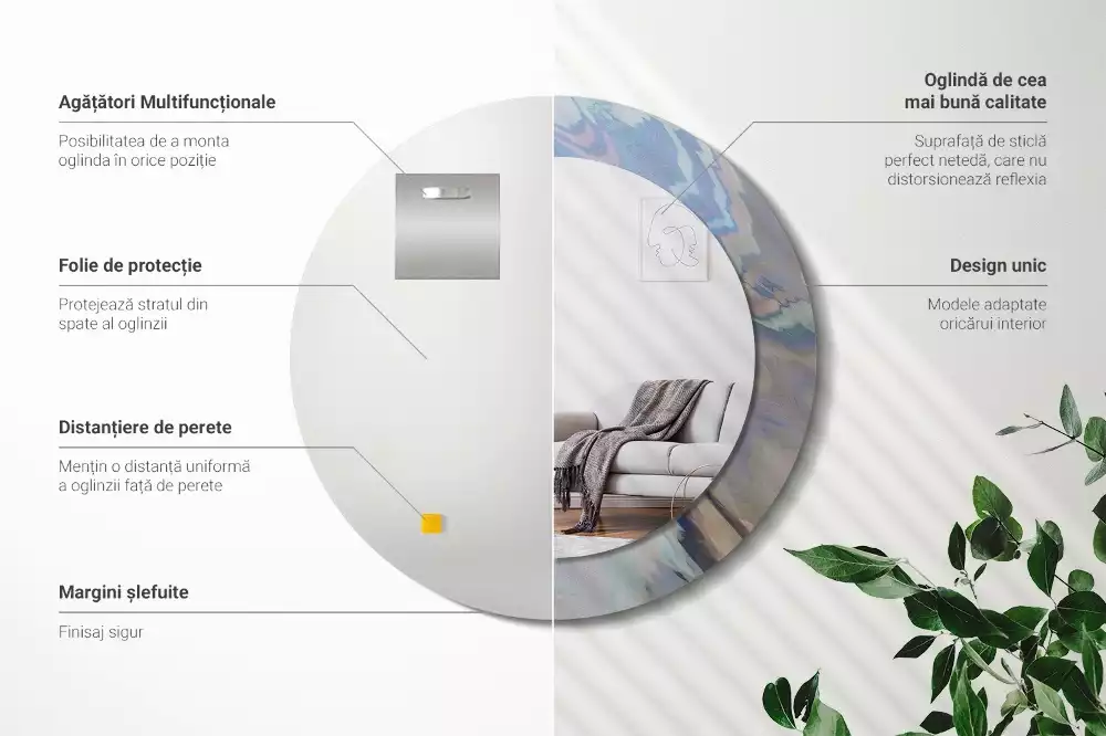 Kulaté dekorativní zrcadlo Abstraktní vlny