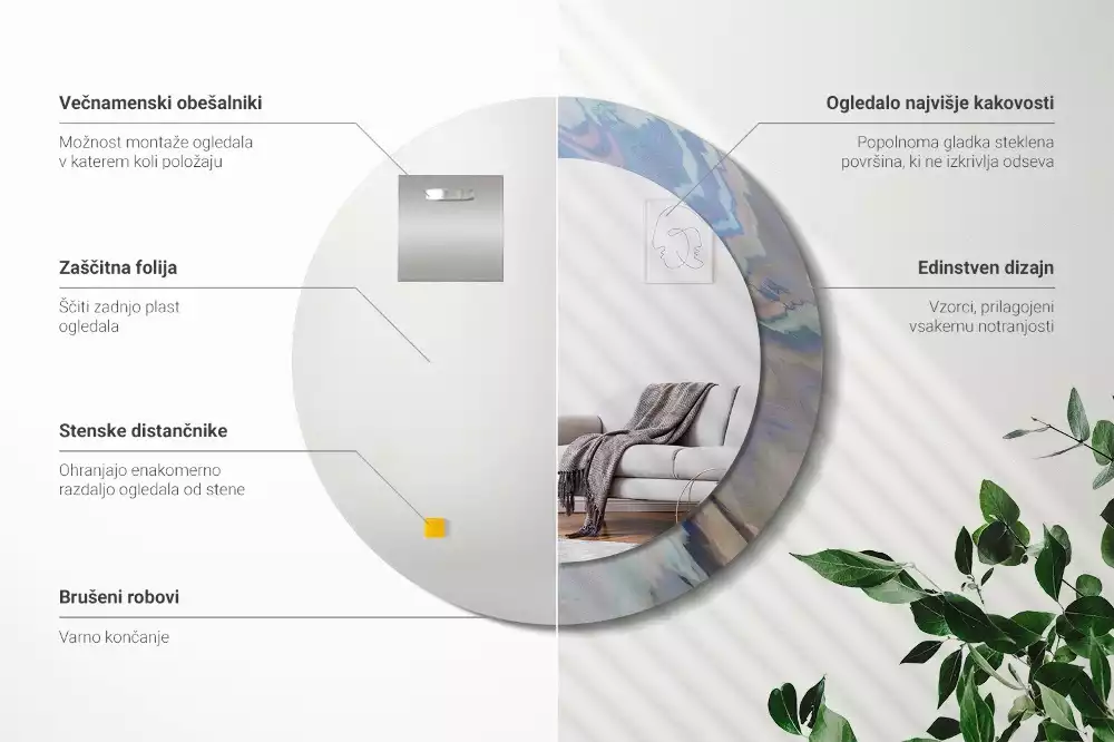 Kulaté dekorativní zrcadlo Abstraktní vlny