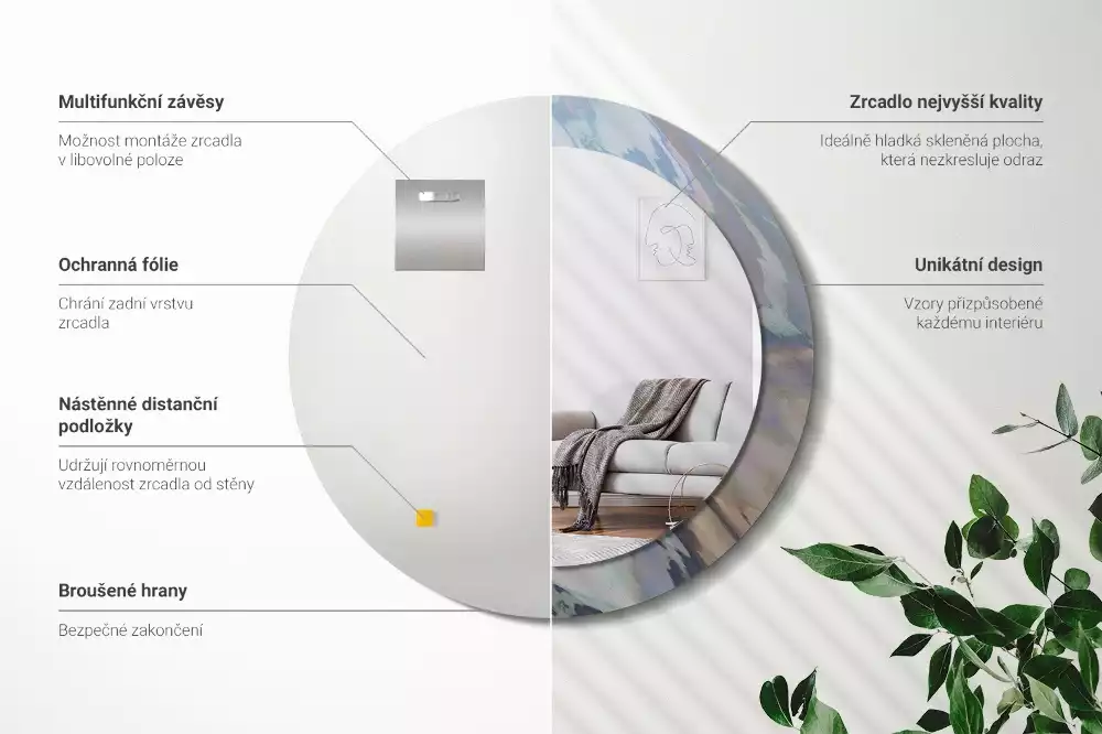 Kulaté dekorativní zrcadlo Abstraktní vlny
