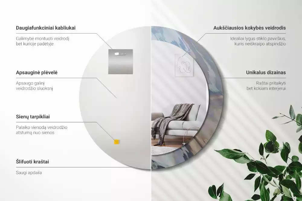 Kulaté dekorativní zrcadlo Abstraktní vlny