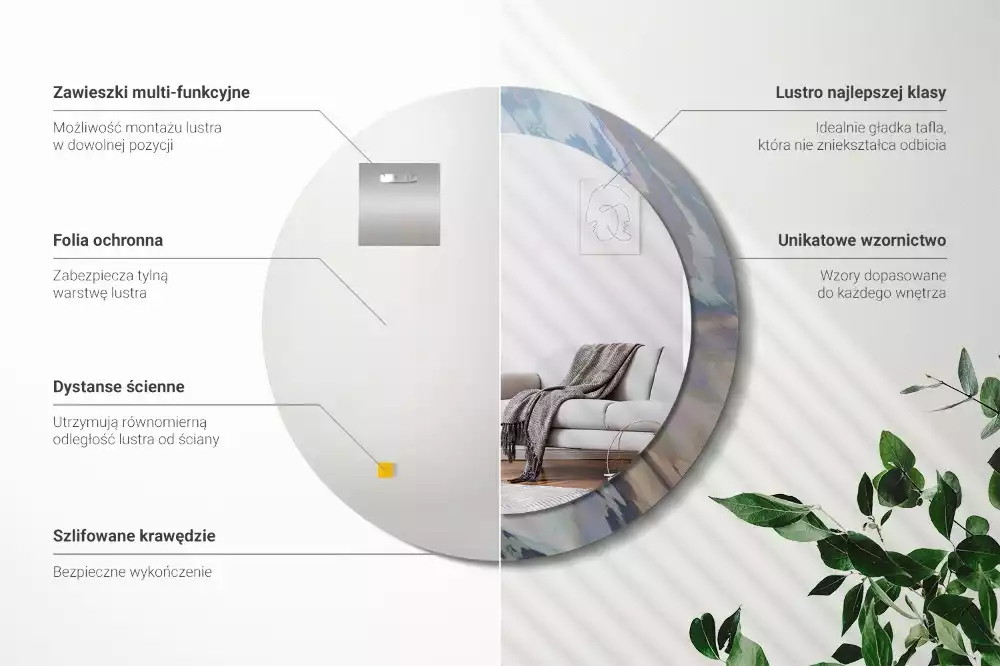 Kulaté dekorativní zrcadlo Abstraktní vlny