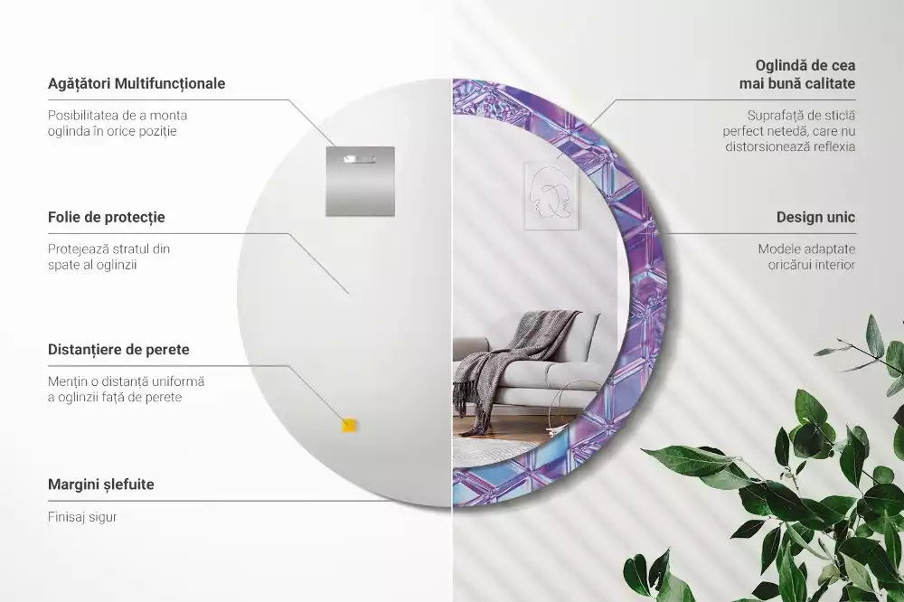 Kulaté dekorativní zrcadlo Krystalový vzor