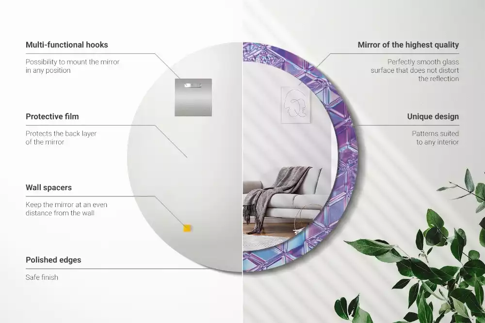 Kulaté dekorativní zrcadlo Krystalový vzor