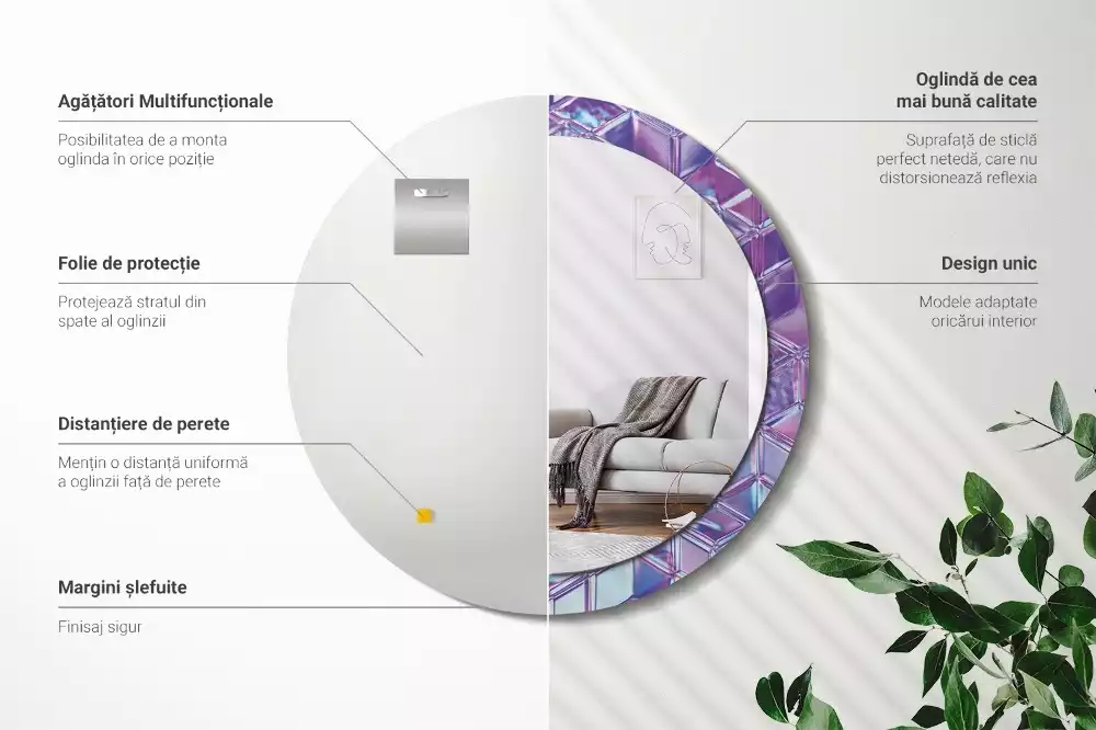 Kulaté dekorativní zrcadlo Krystalový vzor