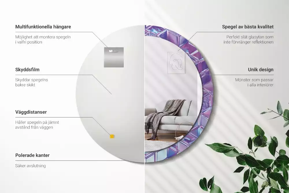 Kulaté dekorativní zrcadlo Krystalový vzor