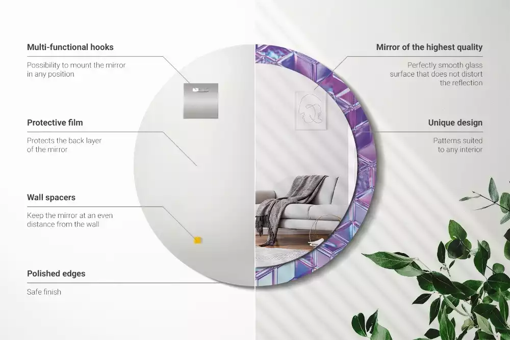 Kulaté dekorativní zrcadlo Krystalový vzor