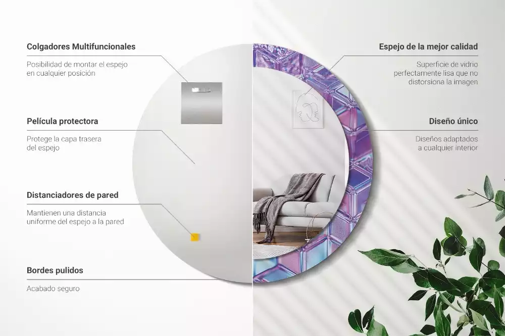 Kulaté dekorativní zrcadlo Krystalový vzor