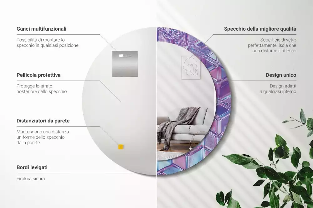 Kulaté dekorativní zrcadlo Krystalový vzor