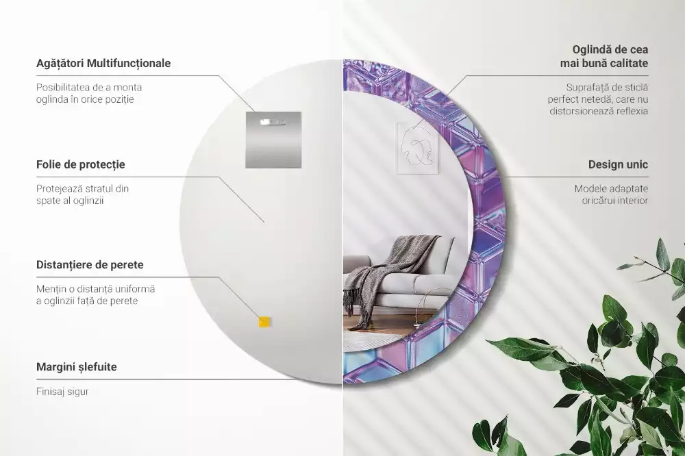 Kulaté dekorativní zrcadlo Krystalový vzor