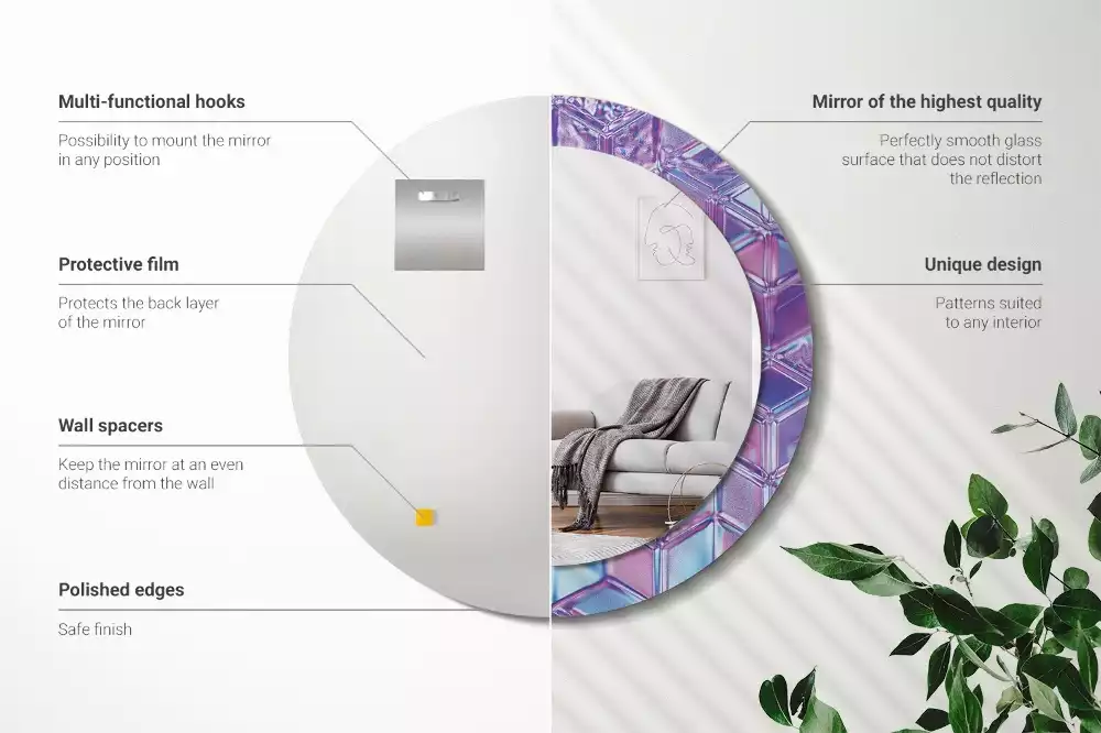 Kulaté dekorativní zrcadlo Krystalový vzor