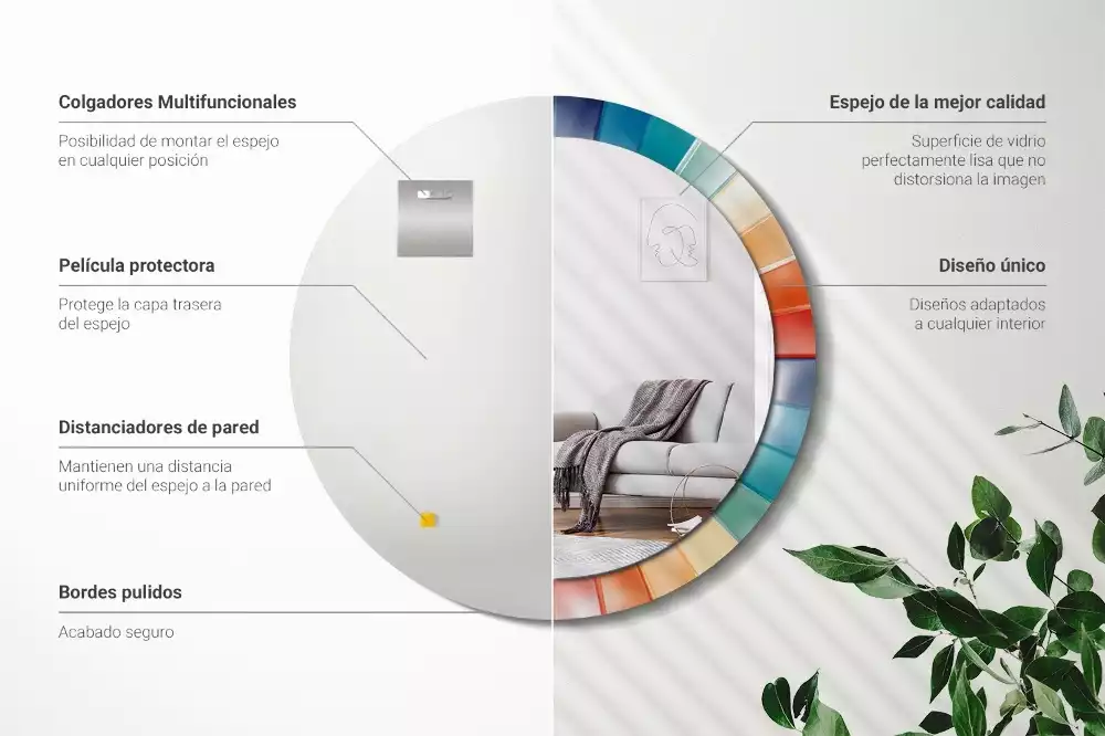 Kulaté zrcadlo s potiskem Barevné paprsky dlaždice