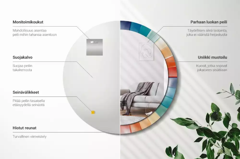 Kulaté zrcadlo s potiskem Barevné paprsky dlaždice