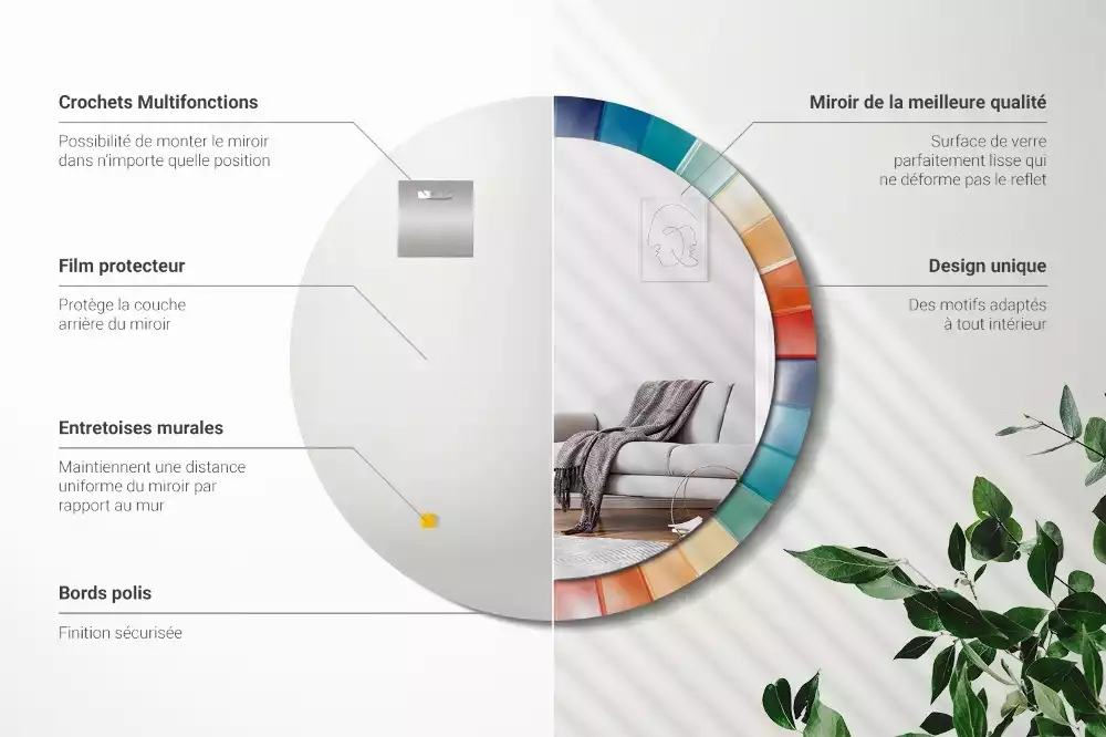 Kulaté zrcadlo s potiskem Barevné paprsky dlaždice