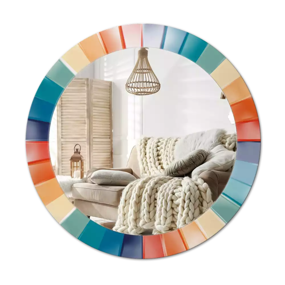 Kulaté zrcadlo s potiskem Barevné paprsky dlaždice