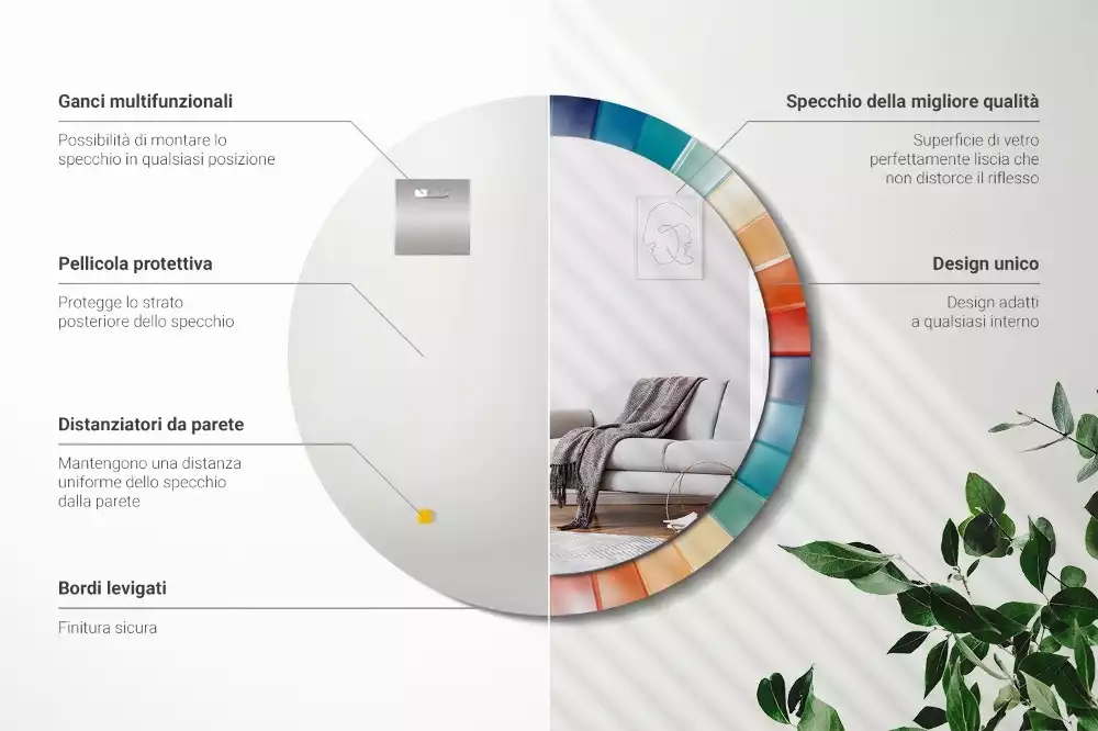 Kulaté zrcadlo s potiskem Barevné paprsky dlaždice