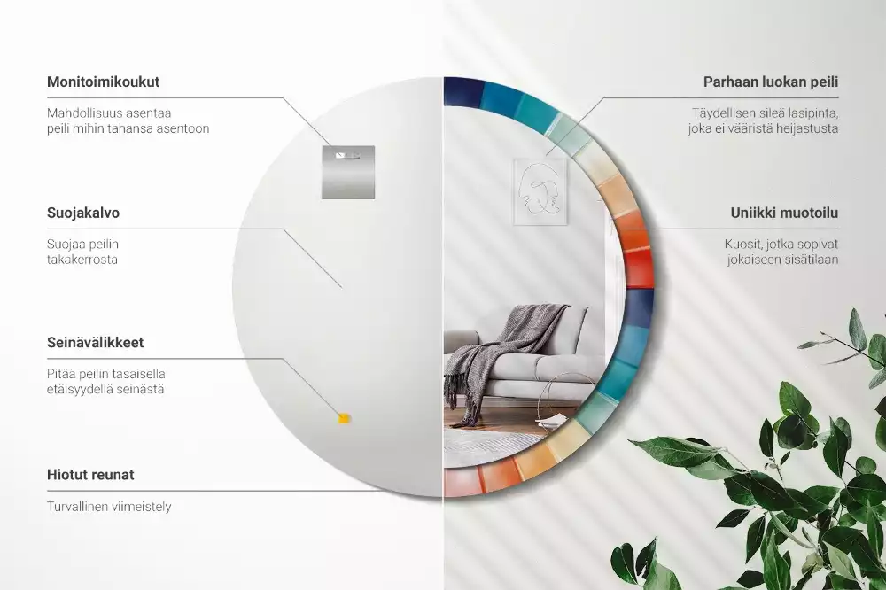 Kulaté zrcadlo s potiskem Barevné paprsky dlaždice