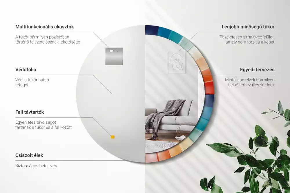 Kulaté zrcadlo s potiskem Barevné paprsky dlaždice