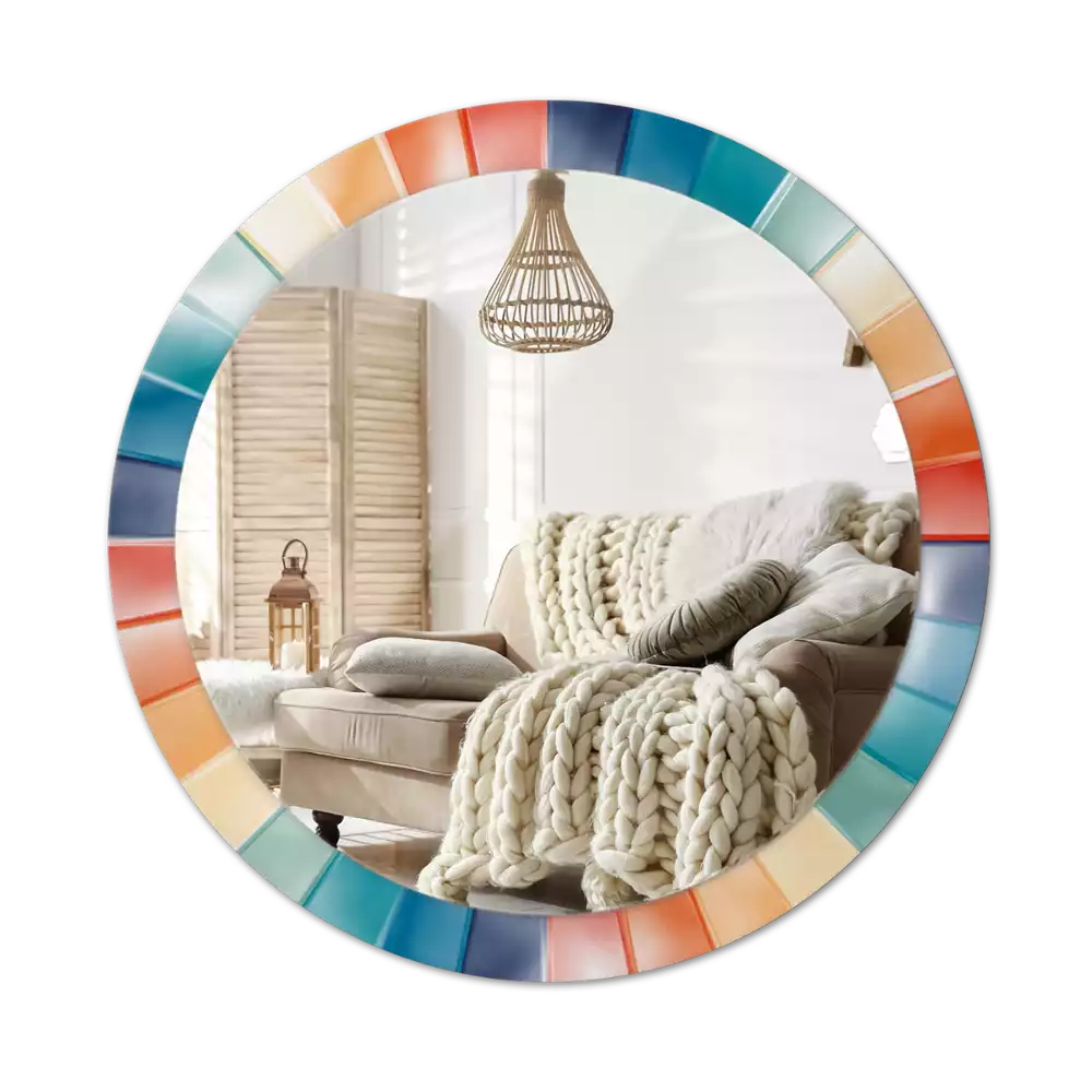 Kulaté zrcadlo s potiskem Barevné paprsky dlaždice