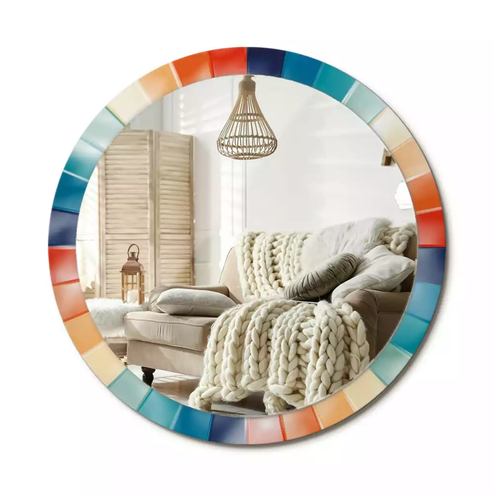 Kulaté zrcadlo s potiskem Barevné paprsky dlaždice