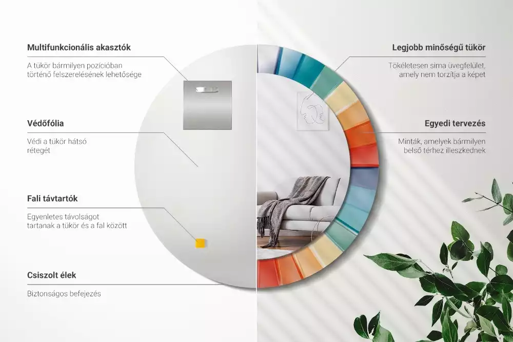 Kulaté zrcadlo s potiskem Barevné paprsky dlaždice