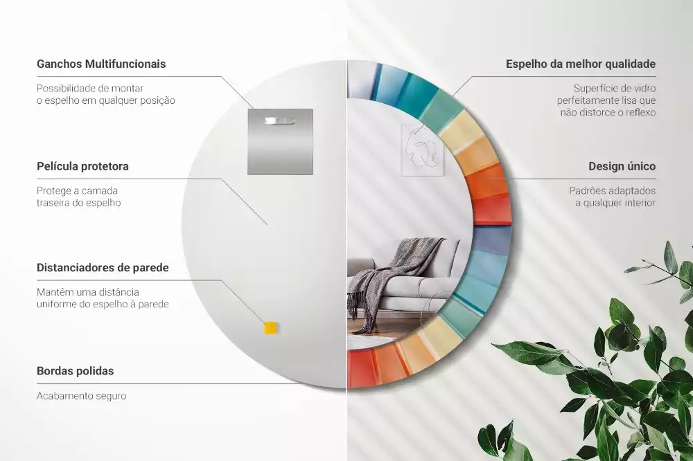 Kulaté zrcadlo s potiskem Barevné paprsky dlaždice