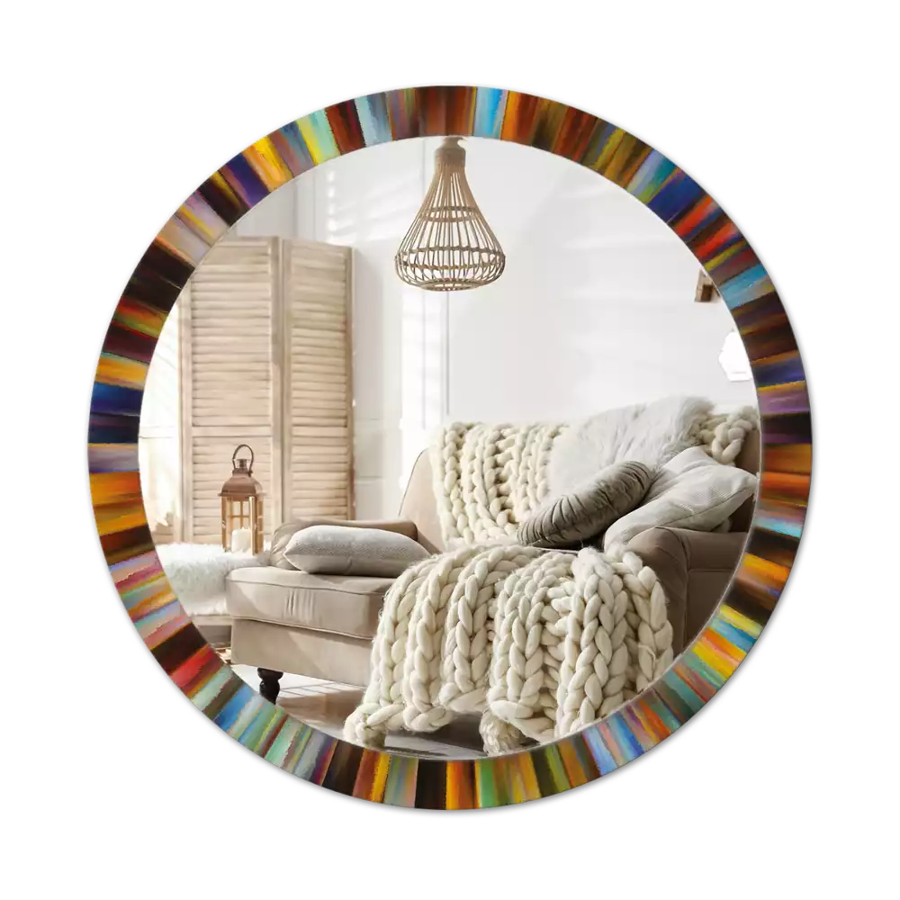 Kulaté dekorativní zrcadlo na zeď Barevné paprsky