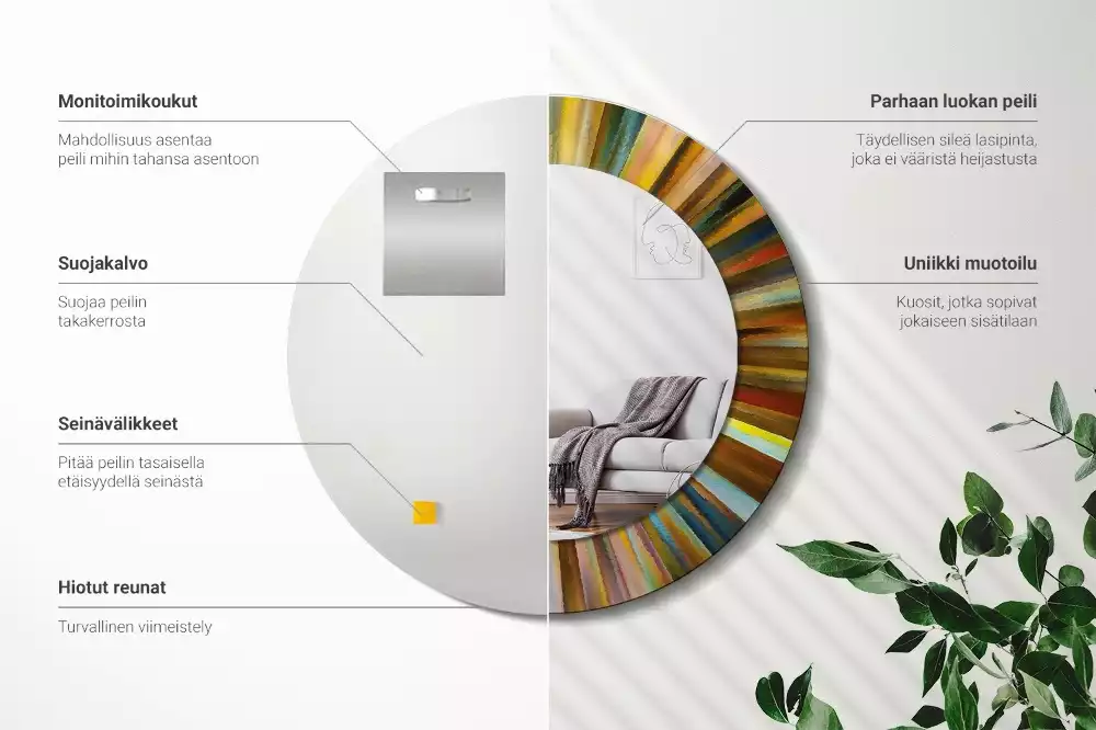 Kulaté dekorativní zrcadlo na zeď Barevné paprsky