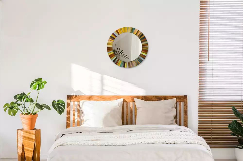 Kulaté dekorativní zrcadlo na zeď Barevné paprsky