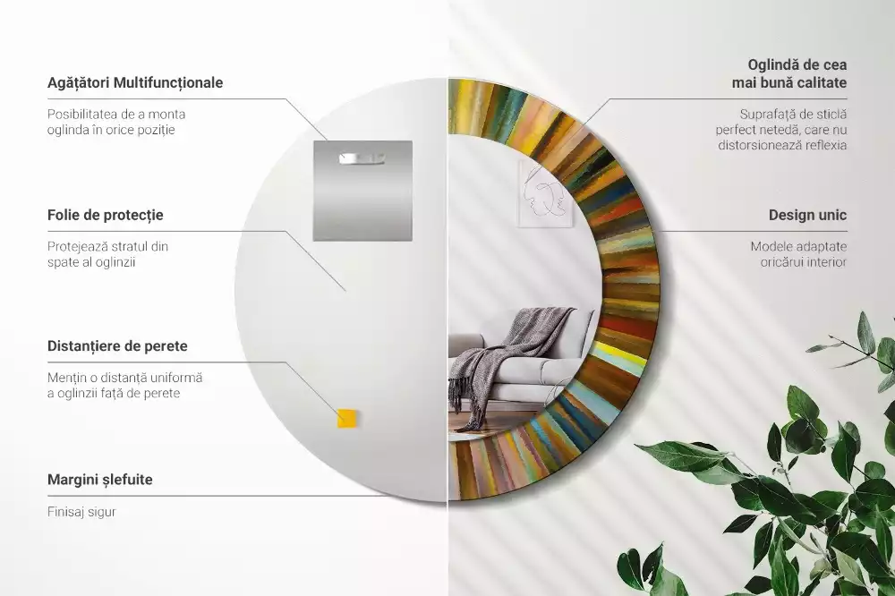 Kulaté dekorativní zrcadlo na zeď Barevné paprsky